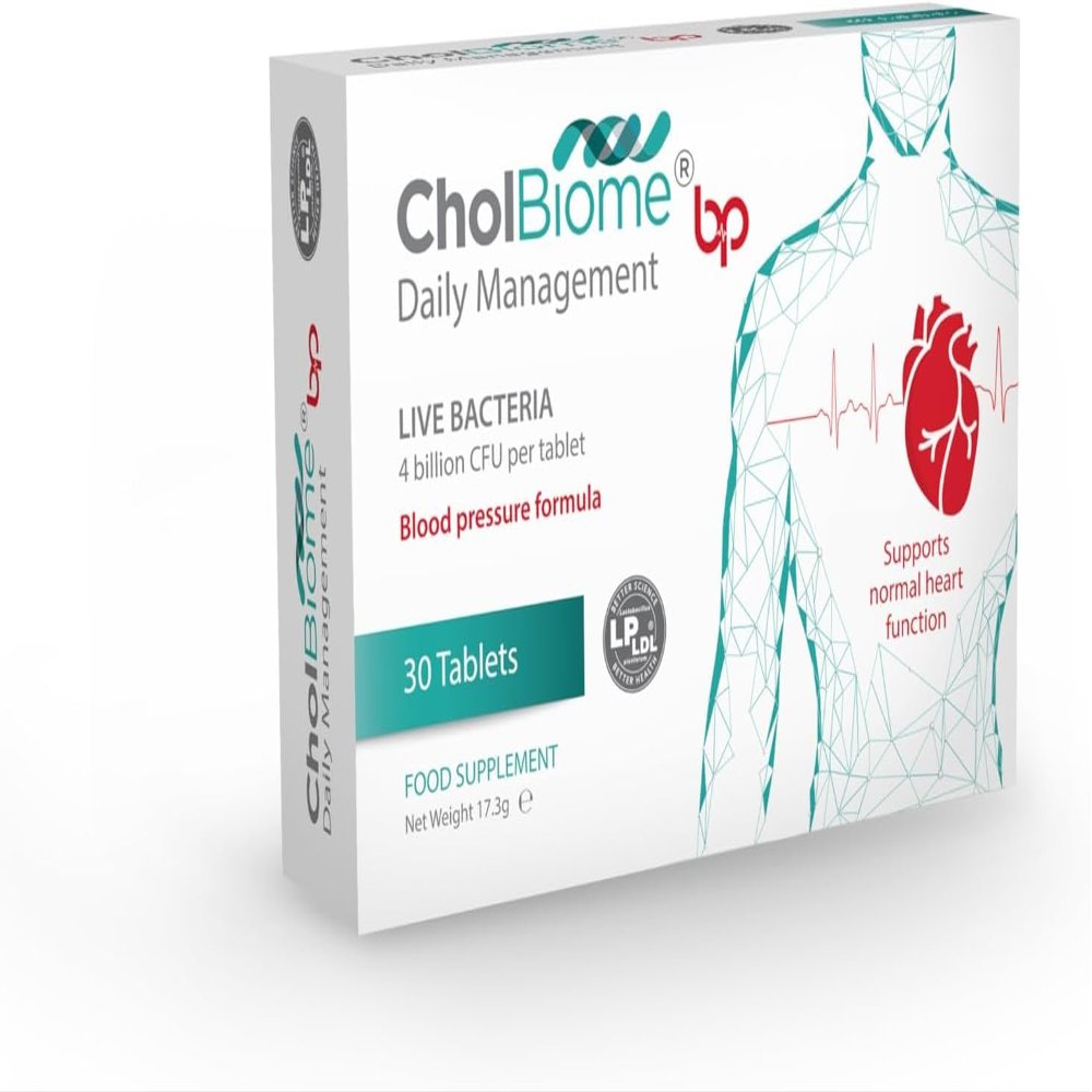 CholBiome BP Tablets - 30 Tabs, 4 Billion CFU/Serving Source Capsules, Probiotic Blood Pressure Control Supplement, Helps Lowering Cholestrol, Probiotics for Gut Health