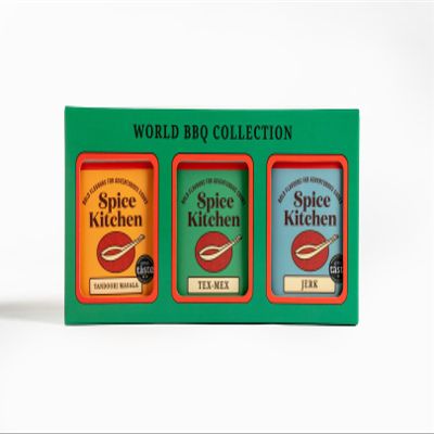 Spice Kitchen BBQ Seasoning & Rubs Collection - A trio of Spice Blends for meats, vegetables, marinades and sauces, includes Mexican Spice Blend, Jerk Seasoning & Tandoori Masala (3 x 80g)