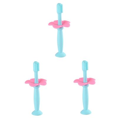 Kisangel 3pcs Silicone Training Toothbrush for Boy Girl Boys and Girls Protective Baffle for Oral Care