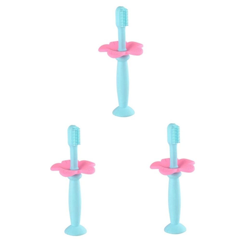 Kisangel 3pcs Silicone Training Toothbrush for Boy Girl Boys and Girls Protective Baffle for Oral Care