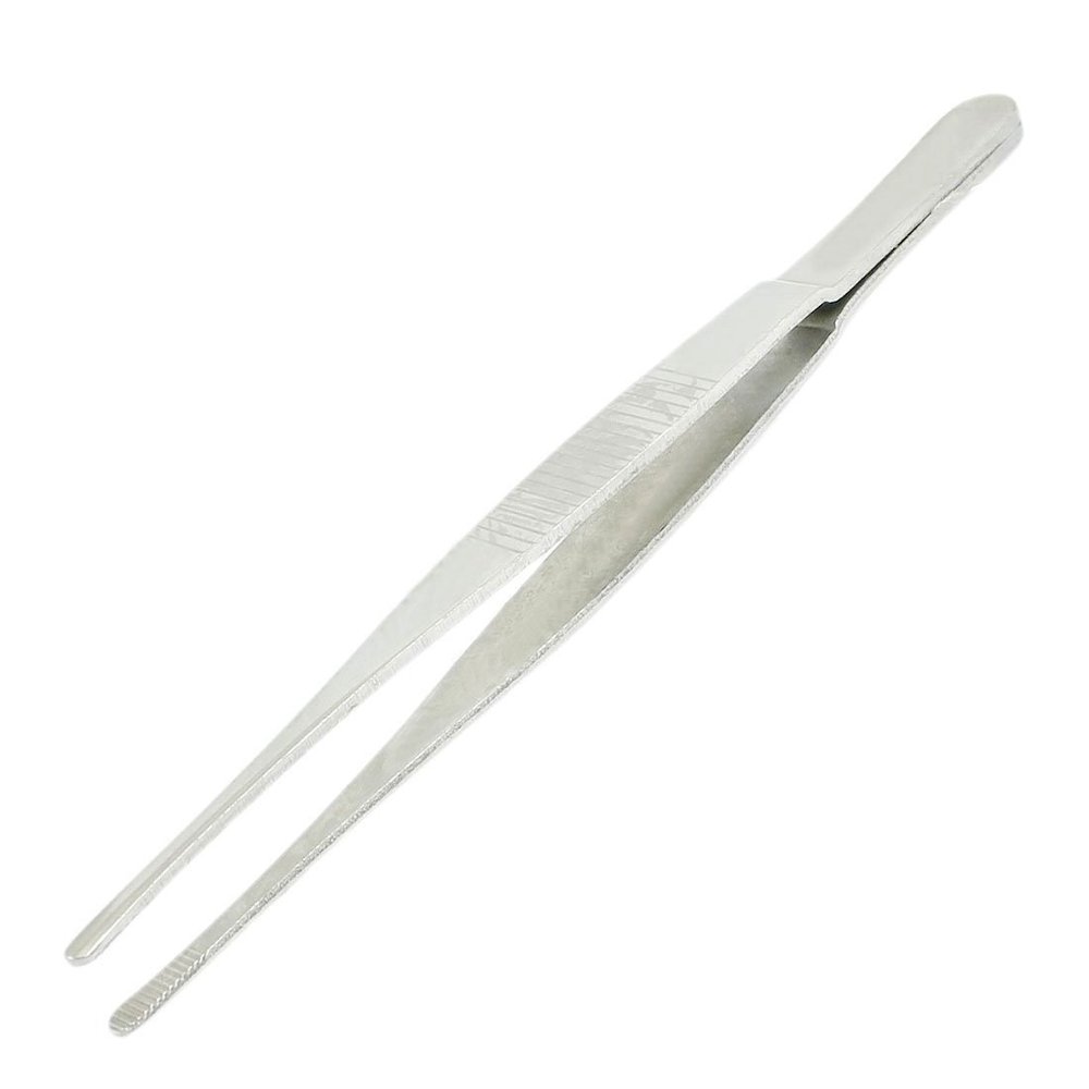 5.5 Inch Silver Tone Stainless Steel Round Tip Tweezers