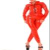 Red Sexy Latex Catsuit with Four Zips, Rubber Jumpsuit, Body Suit, Overall,Black,Female M view 1