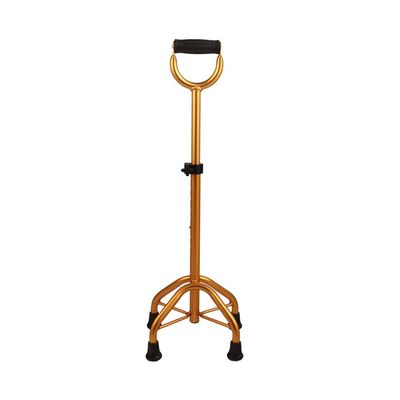 XCC GCX- Elderly Thickened Aluminium Alloy Telescopic Large Four-legged Snow Cane Lightweight Shock-absorbing Foot Pad Corner Walking Stick Firm (Color : Gold)