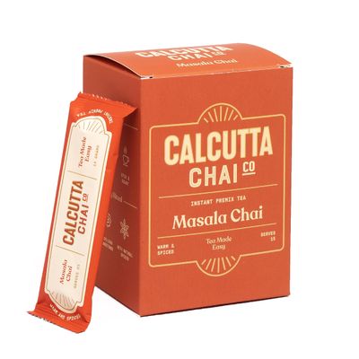Calcutta Chai Co - Masala Chai | Instant Tea Premix | 15 Sachets | 210g | Made with Assam Tea | Added Natural Spices | Less Sugar
