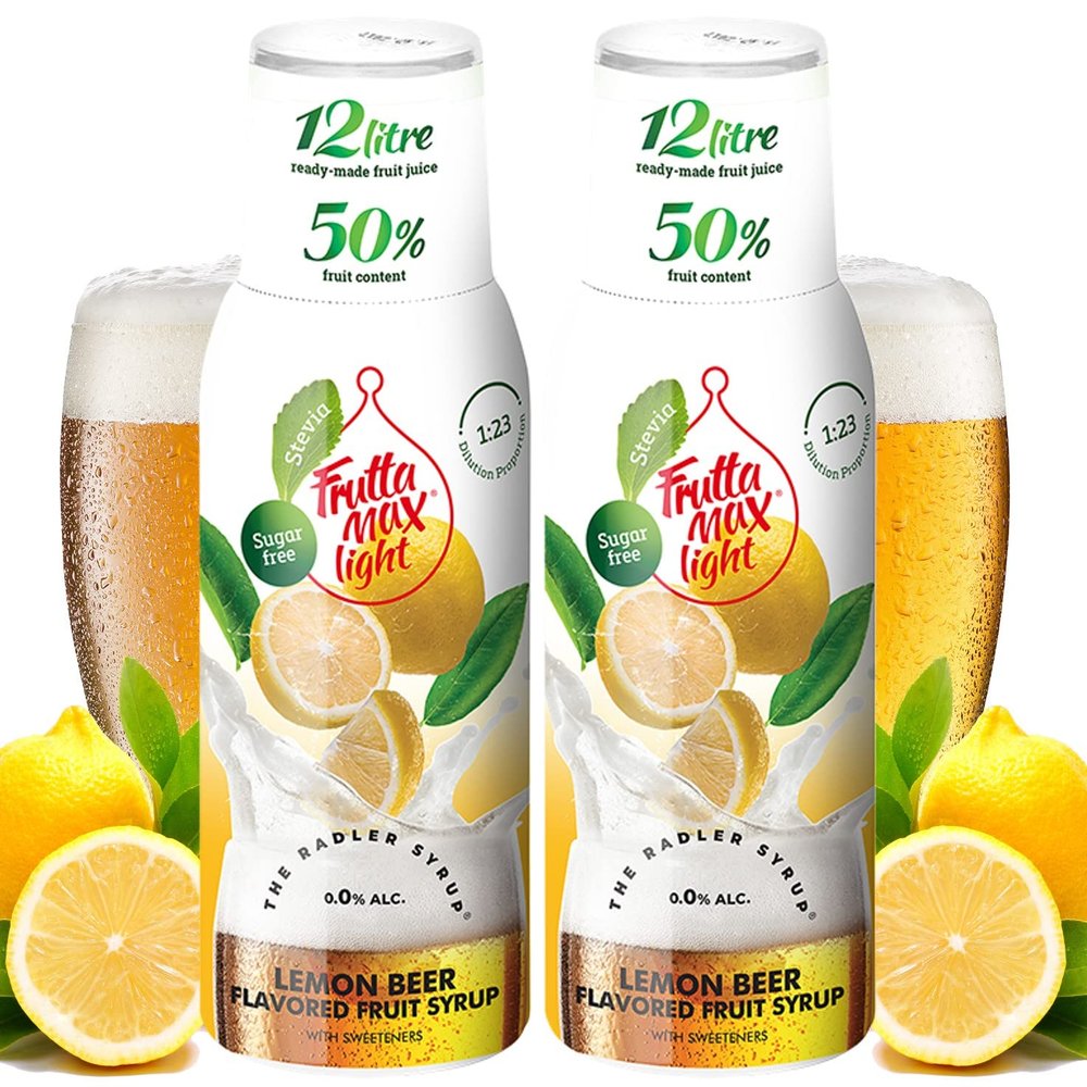 2 Pack - FruttaMax Sugar-Free Lemon Beer Syrup  50% Real Fruit | Low-Calorie Drink Syrup for Soda Makers, Cocktails & Desserts  2x500ml - Minions