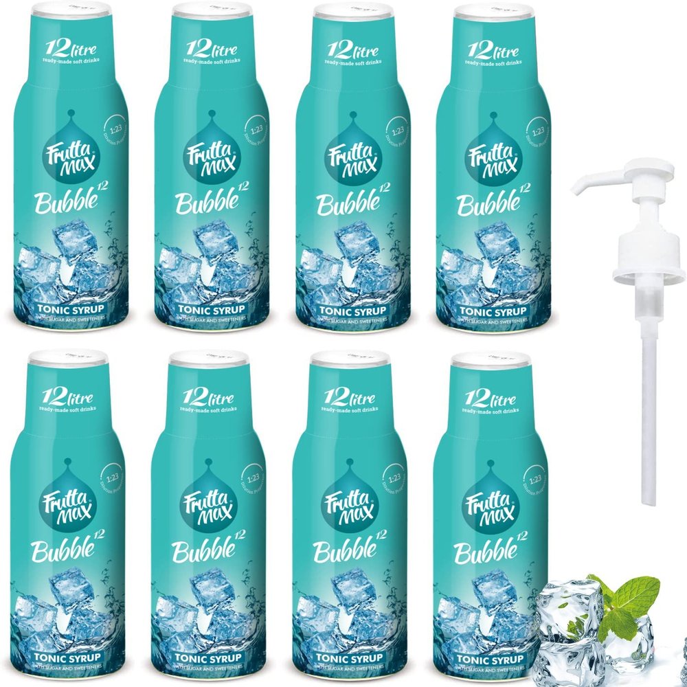 8 Pack - FruttaMax Tonic Syrup  Bitter Drink Mixer with Low Sugar | Ideal for Gin & Tonic, Soda Makers & Cocktails | Suitable for soda Machine 8x500ml