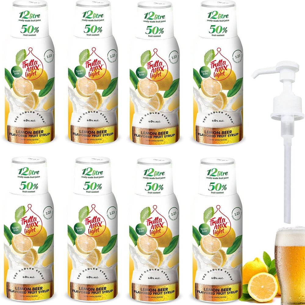 8 Pack - FruttaMax Sugar-Free Lemon Beer Syrup  50% Real Fruit | Low-Calorie Drink Syrup for Soda Makers, Cocktails & Desserts  8x500ml - Minions