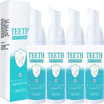 4PCS Teethaid Mouthwash,Whitening Foam Toothpaste Sensitive Teeth Toothpaste Deep Cleaning Toothpaste Baking Soda Toothpaste for Removes Calculus Reduce Yellowing Eliminates Bad Breath (4)