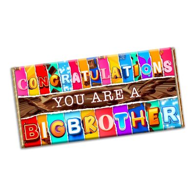 Congratulations you are a big Brother Chocolate Bar Wrapper Novelty Gift Present for new born baby shower (#1271) (with chocolate bar)