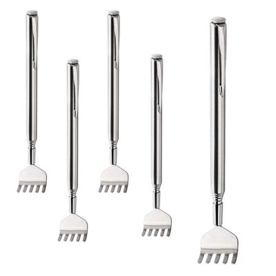 5 Pack Back Scratcher, Stainless Steel Massager With Pocket Clips, Telescoping Scratching Tool, Portable Extendable Handle for Adults Men Women Kids