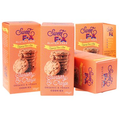 Hibvest Sweet FA Vegan & Gluten Free Cookies - 4 x 125g (Cranberry & Orange)