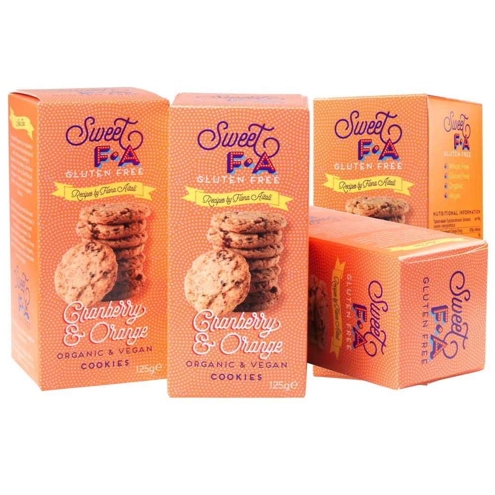 Hibvest Sweet FA Vegan & Gluten Free Cookies - 4 x 125g (Cranberry & Orange)