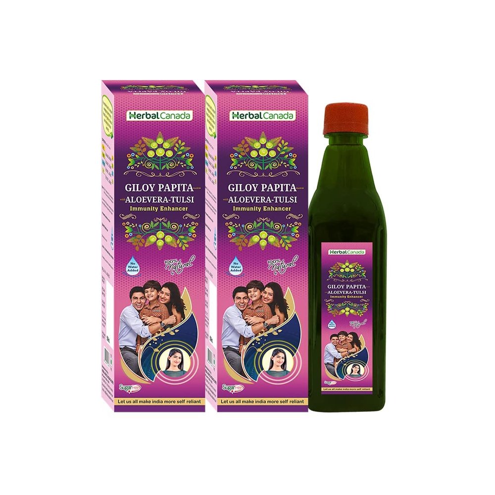 CROW Herbal Canada Giloy Papita Ras | Pack of 2 | Naturally Boost Your Immunity | detoxifier | 100% Natural 500ML