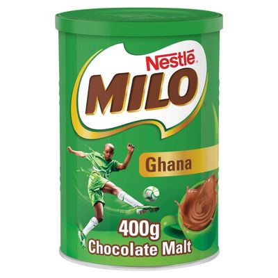 Milo Instant Malt Chocolate Drinking Powder Tin Ghanaian 400g (Pack of 6)