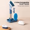 MACIMO Cleaning Brush With 4 Heads Soap Dispenser Refillable Washing Sponge Kitchen Brush With Stand (Color : Pink) view 4