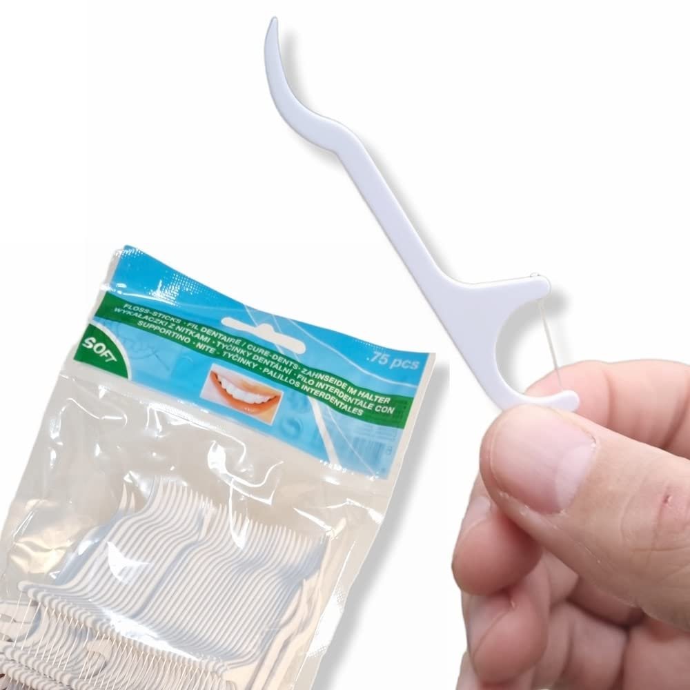 Antevia 75 Toothpicks with Dental Floss with Resealable Bag | Over 10 Models | Ergonomic | Material: Plastic (Floss)