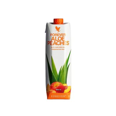 Forever Living Products Aloe Peaches, 1000ml, Peach Flavored Aloe Vera Gel, 83.4% pure inner leaf Aoe Vera gel, No added preservatives, Gluten Free, Vegan friendly