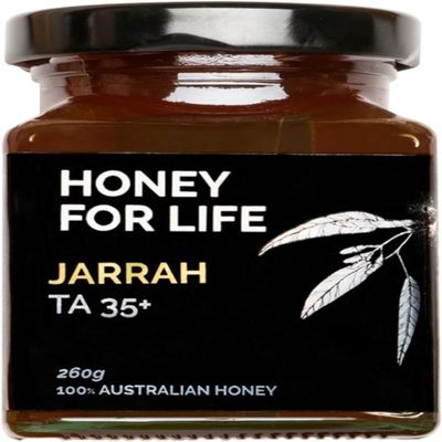 HONEY FOR LIFE  Australian Jarrah Honey TA35+ MGO 1125+  Extremely Active Stronger Than Manuka Honey 1000 MGO  Manuka Honey Alternative  Cold Pressed & Unpasteurised, Glass Jar  260g (1 Pack)