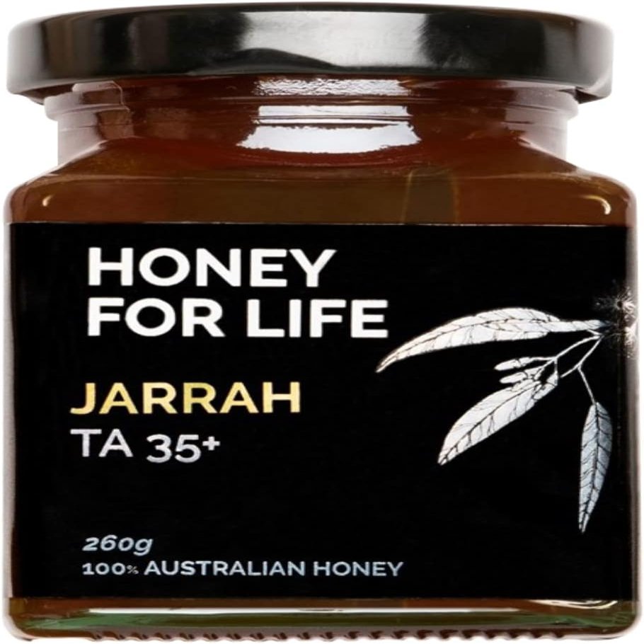 HONEY FOR LIFE  Australian Jarrah Honey TA35+ MGO 1125+  Extremely Active Stronger Than Manuka Honey 1000 MGO  Manuka Honey Alternative  Cold Pressed & Unpasteurised, Glass Jar  260g (1 Pack)
