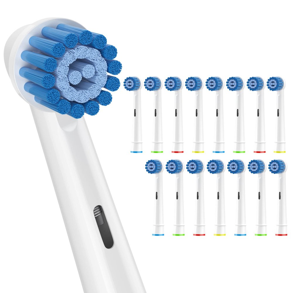Sulkiwe Sensitive Toothbrush Head Compatible with Braun Oral-B Electric Toothbrushes, Toothbrush Heads Fit for Oral b Pro 3 Series/3500/Pro 1 Series/600/Smart Series/6000N/ Vitality 170(16 White)