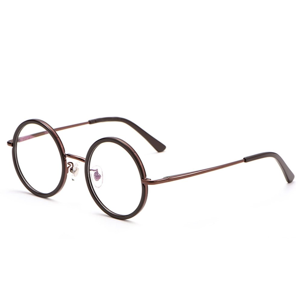 Reading Glasses for Women and Men, Retro Computer Eyeglasses, Fashion Round Glasses, with Spring Hinges (Color : Brown, Size : 2.0)