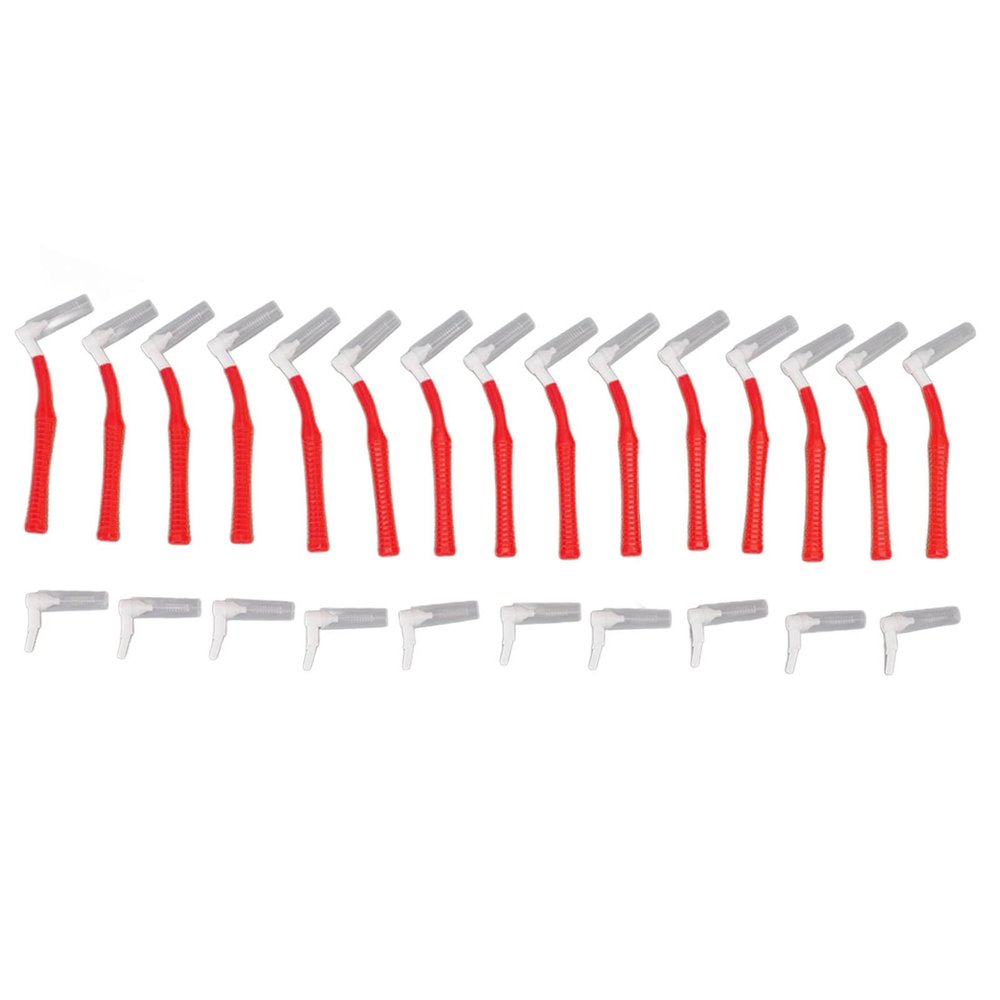 25Pcs L Shaped Push Pull Interdental Brush,Teeth Whitening Flossing Teeth Cleaning Brush Suitable for Oral Care (Red)