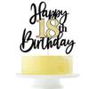 Black Gold Glitter Happy 18th Birthday Cake Topper,Happy 18 Birthday Cake Decoration for 18 & Fabulous Birthday,Hello 18 Party Anniversary Party Cake Decorations Supplies view 1