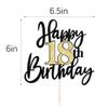 Black Gold Glitter Happy 18th Birthday Cake Topper,Happy 18 Birthday Cake Decoration for 18 & Fabulous Birthday,Hello 18 Party Anniversary Party Cake Decorations Supplies view 2