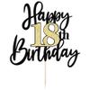 Black Gold Glitter Happy 18th Birthday Cake Topper,Happy 18 Birthday Cake Decoration for 18 & Fabulous Birthday,Hello 18 Party Anniversary Party Cake Decorations Supplies view 3