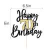 Black Gold Glitter Happy 70th Birthday Cake Topper,Happy 70 Birthday Cake Decoration for 70 & Fabulous Birthday,Hello 70 Party Anniversary Party Cake Decorations Supplies view 2
