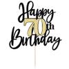 Black Gold Glitter Happy 70th Birthday Cake Topper,Happy 70 Birthday Cake Decoration for 70 & Fabulous Birthday,Hello 70 Party Anniversary Party Cake Decorations Supplies view 3