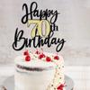 Black Gold Glitter Happy 70th Birthday Cake Topper,Happy 70 Birthday Cake Decoration for 70 & Fabulous Birthday,Hello 70 Party Anniversary Party Cake Decorations Supplies view 4
