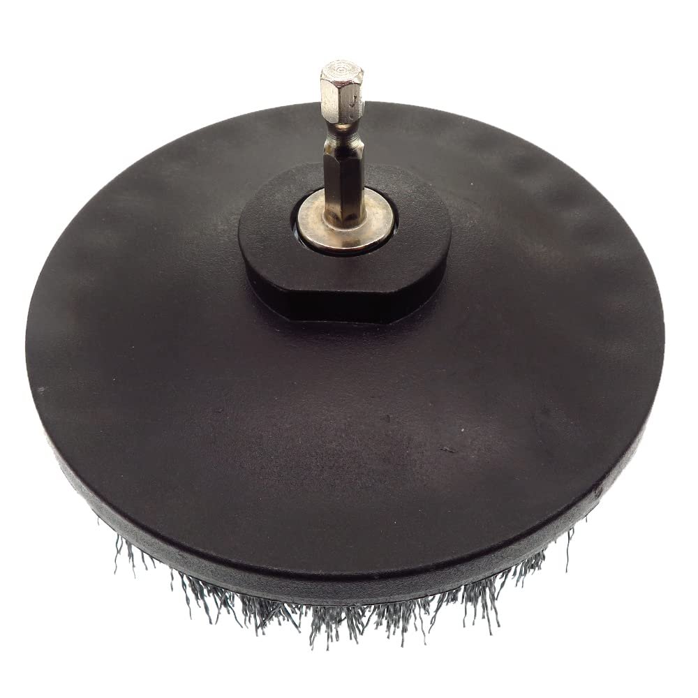 FEMSIS 5inch Drill Brush Power Scrubber Cleaning Brush with M14 Thread Drill Adaper for Cleaning Carpets, Kitchens and Bathrooms (Color : 5inch Black-Hard)