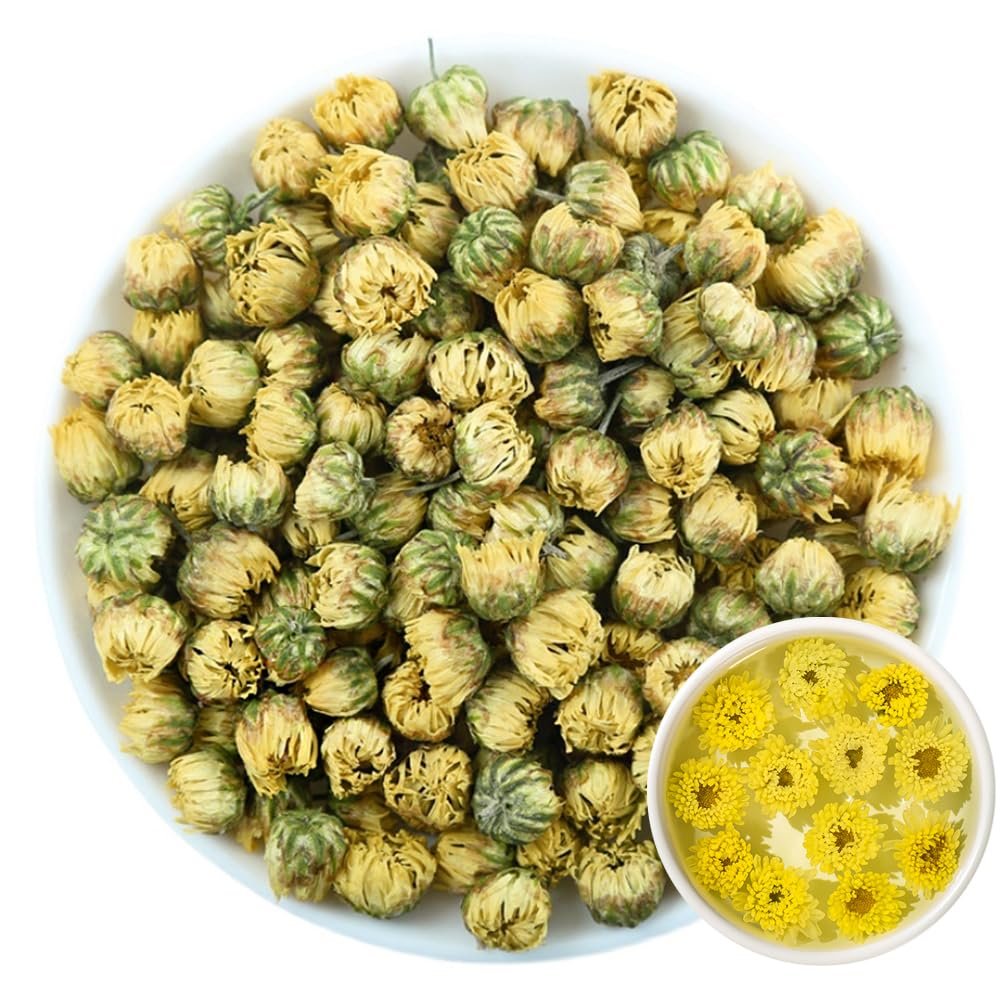 100% Dried Chrysanthemum Taiju Buds, 30g/1.05oz Fresh, Non GMO Dried Chrysanthemum Flowers Tea, Chrysanthemum Loose Leaf Herbal Tea, Decaffeinated