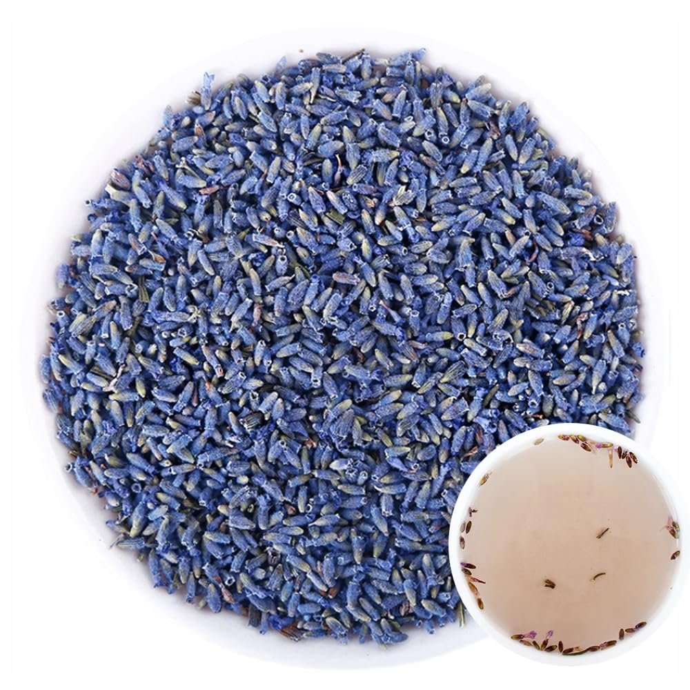 100% Dried Lavender Buds 50g/1.76oz Fresh, Non GMO Loose Leaf, Natural Dried Flowers Herbs for Soap Making, Lavender Flowers Tea for Tea