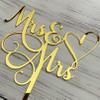 JIEEIN Mrs & Mrs Cake Topper-Wedding/ Anniversary Cake Topper,Gay and Lesbian,LGBT Marriage Union,Love is Love-Mirror Gold Acrylic view 2