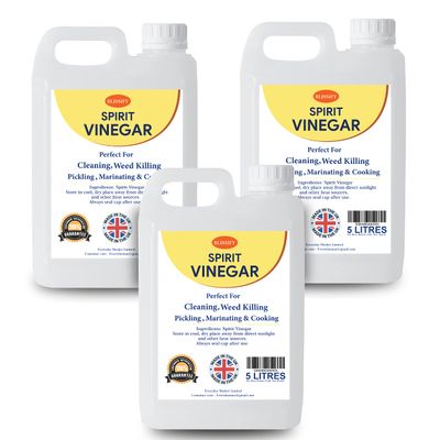 Blissify Spirit White Vinegar Food Grade Acetic Acid Liquid for Household Cleaning, Cooking, Baking and Pickling (5L, Pack of 3)