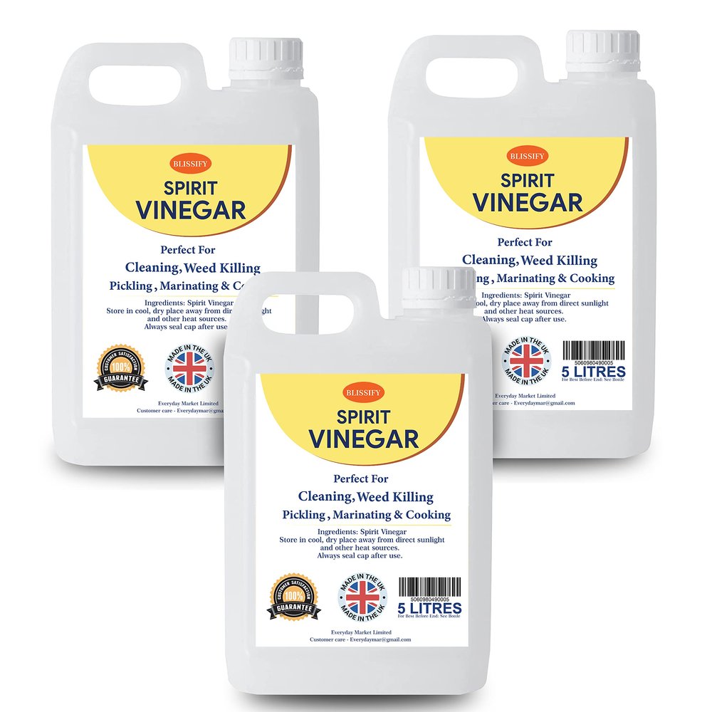 Blissify Spirit White Vinegar Food Grade Acetic Acid Liquid for Household Cleaning, Cooking, Baking and Pickling (5L, Pack of 3)