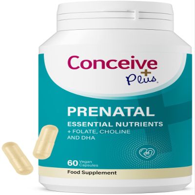 CONCEIVE PLUS Prenatal Vitamins for Women - Multivitamin with DHA, Choline, Folate, Non GMO Pregnancy Supplement | 30 Day Supply, Pre Conception Vitamin, Fertility Booster, Help Get Pregnant | 60 Caps