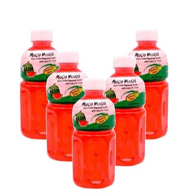 Mogu Mogu Varied Flavored Drinks - Nata De Coco Juice - Jelly Texture - Refreshing Taste - Fun Drinking During Hot Summers Or Take Them on Trip & Picnics (Watermelon 320ML, Pack of 5)