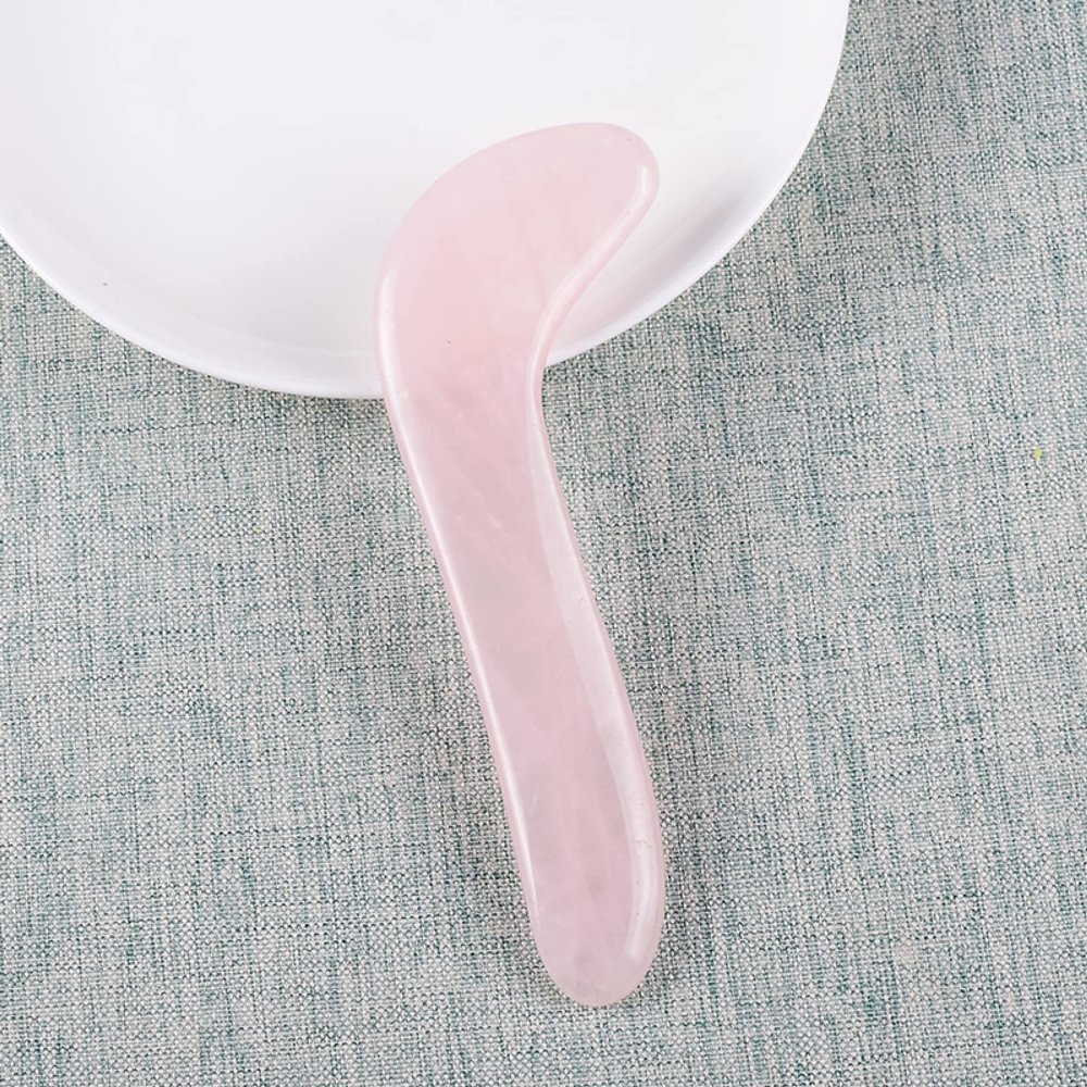 1 Pcs Gua Sha Tool Natural Rose Quartz Skin,115x40x6 Mm
