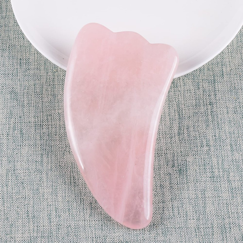 1 Pcs Gua Sha Tool Natural Rose Quartz Skin,100x55x6 Mm