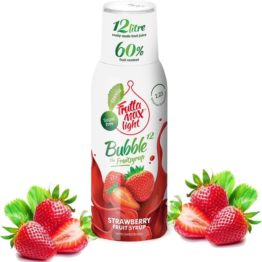 FruttaMax Sugar-Free Strawberry Syrup  60% Real Fruit | Low-Calorie Drink Syrup for Soda Makers, Cocktails & Desserts  500ml