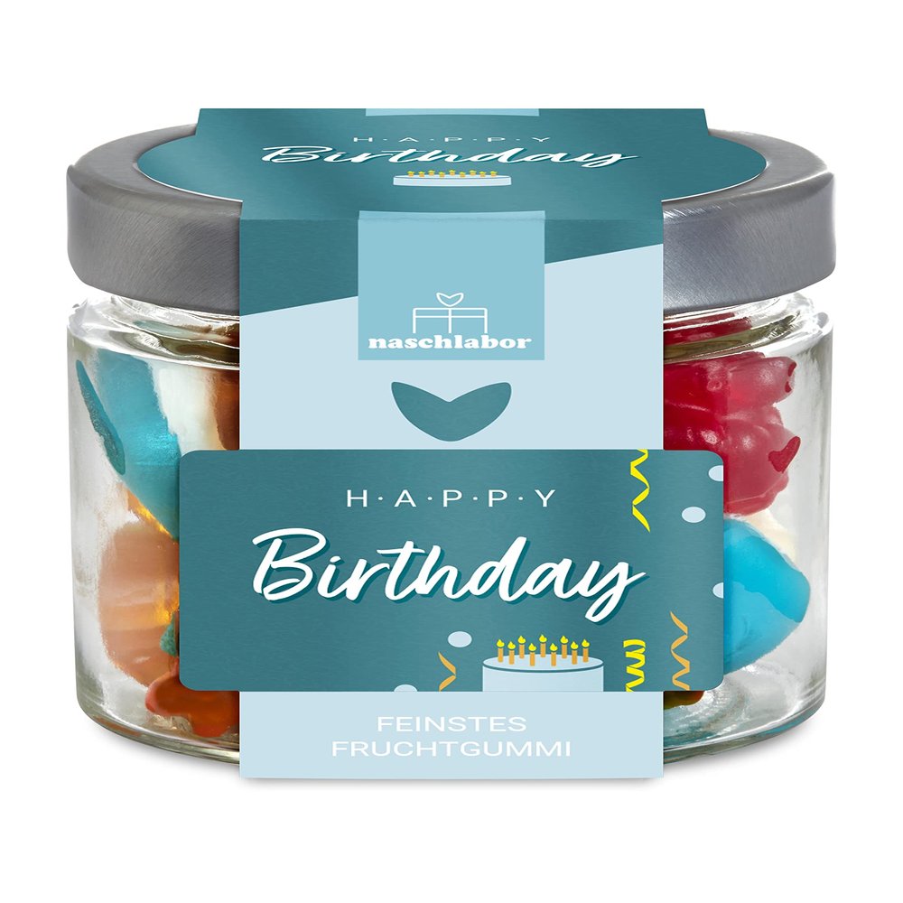 Happy Birthday Fruit Gummies | Birthday Gift | Gift for Birthday | Your Gift for Birthday | Gift in a Practical Storage Jar