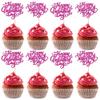 Gyufise 24Pcs Happy Valentine's Day Cupcake Toppers Rose Red Glitter Sweet Love Be Mine Valentines Cupcake Picks Valentine's Day Theme Birthday Party Cake Decorations Supplies view 1