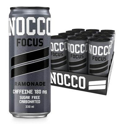 NOCCO Sugar Free Energy Drink  180mg High Caffeine, Enriched with Amino Acids & Vitamins, Ideal for Pre Workout  12 x 330ml (Ramonade)