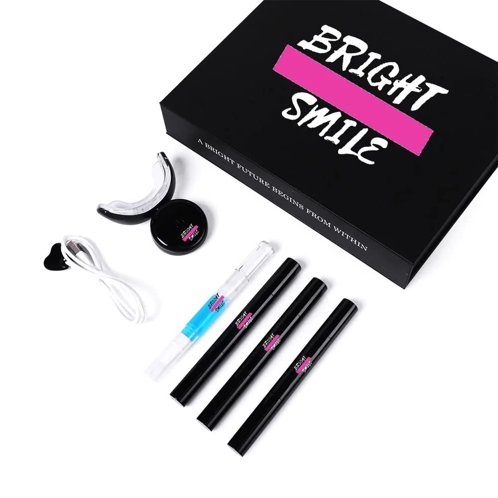 Bright Smile Dental Teeth Whitening Kit With 32 Led Light Machine Desensitizing Gel Pen Bleach Tooth Whitener 12% PAP (Black)