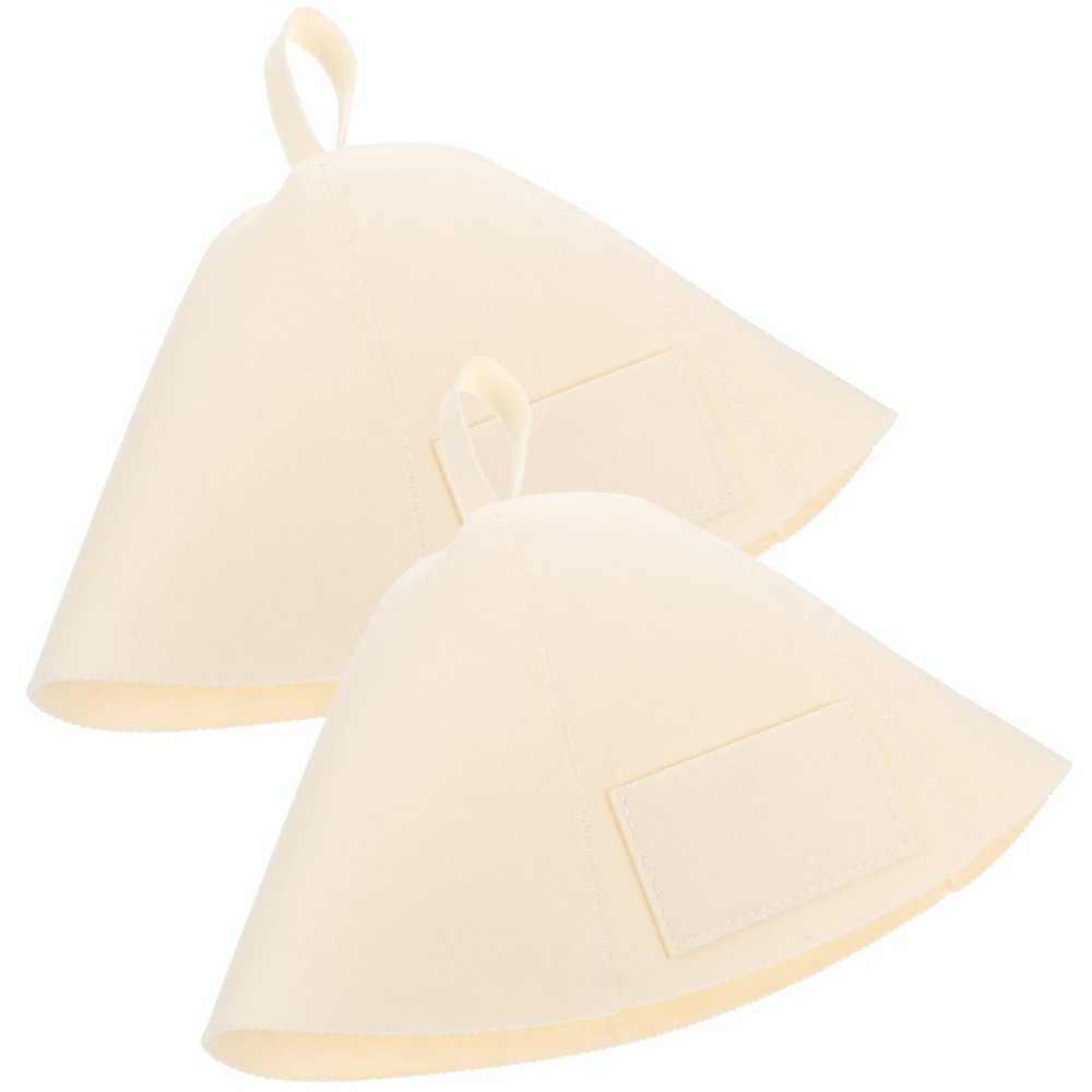 Beavorty 2pcs Felt Showering Hat Women Sauna Cap Breathable Bathroom Heat Insulation Dry Steam Sauna Hat Household Bath Caps