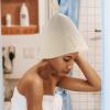 Beavorty 2pcs Felt Showering Hat Women Sauna Cap Breathable Bathroom Heat Insulation Dry Steam Sauna Hat Household Bath Caps view 3