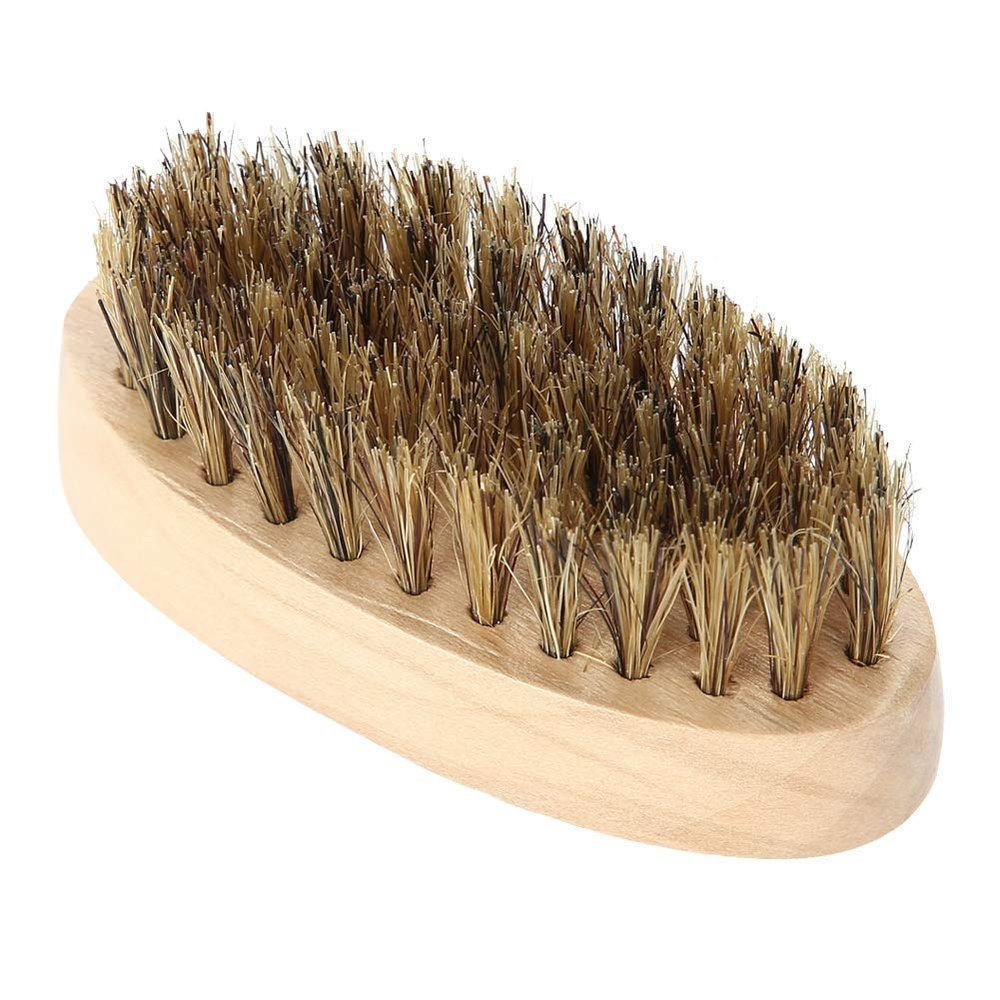 Men's Beard Brush, Comb Soft Bristles Mustard Clean Shaving Brush, Facial Massage Facial Cleaning Oval Bamboo Handle Beard Shaping Tool